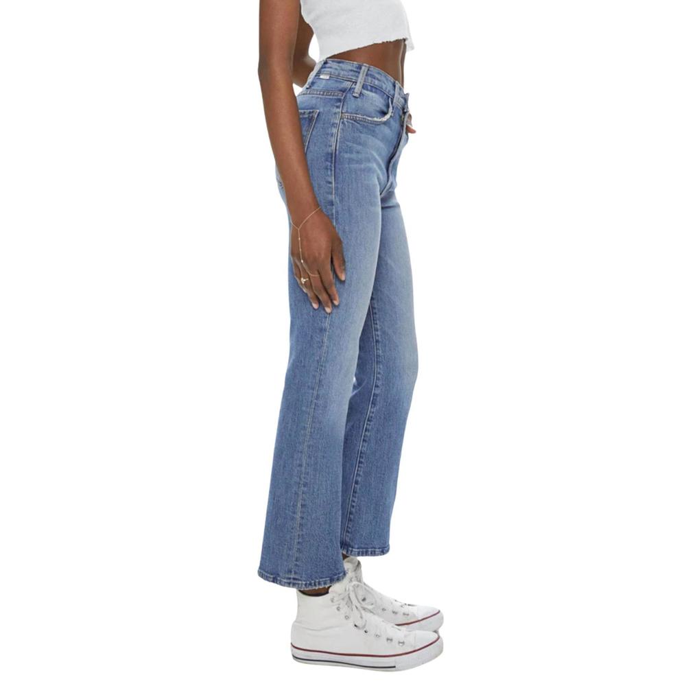 NEW MOTHER hustler ankle fray mini boot high rise jean in mid-blue wash - Picture 3 of 5